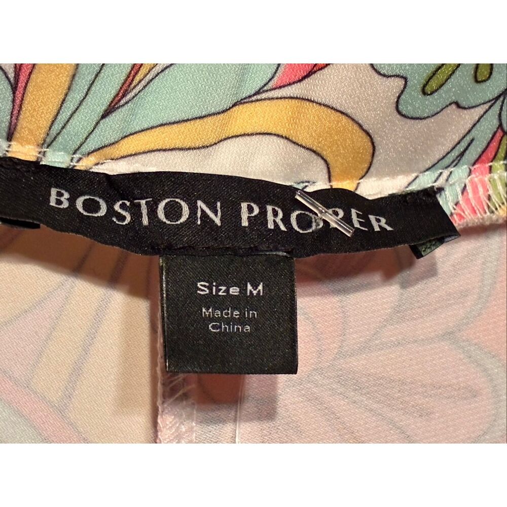 The Boston Proper Wide Leg Resort Palazzo Pants Pink Mod 60s Flowers Summer Size - Picture 5 of 5
